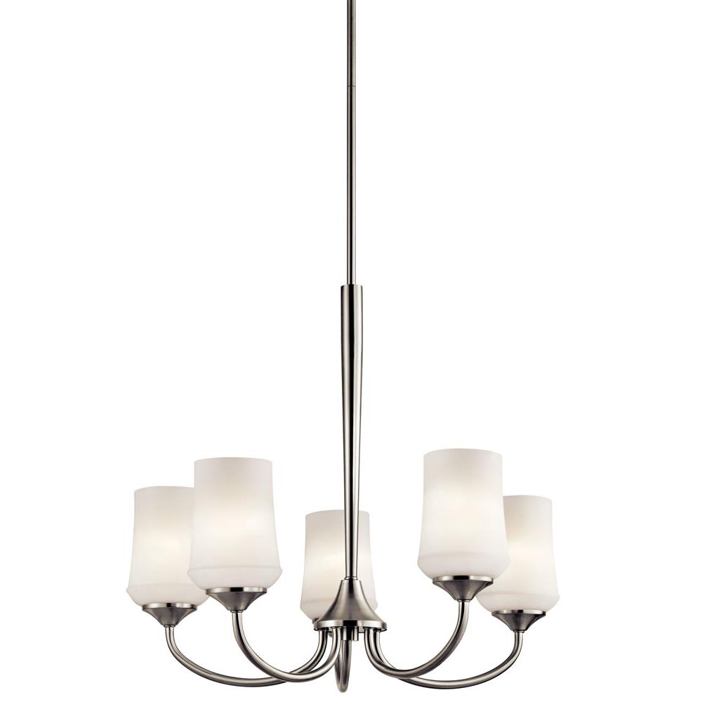 Kichler 43665NI Aubrey 23" 5 Light Chandelier with Satin Etched Cased Opal in Brushed Nickel